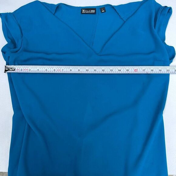 New York & Company 7th Avenue Teal V-Neck Blouse Women’s Size L - Picture 4 of 4